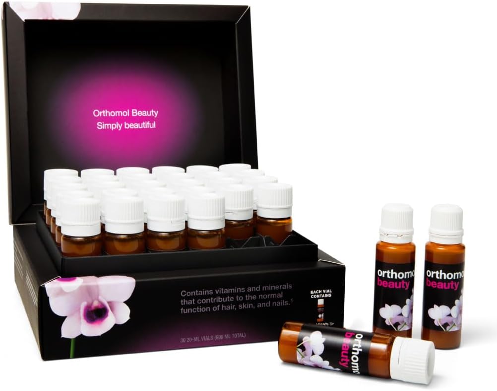 Virole de beauté orthomole - Supplément de beauté pour femmes liquides avec collagène hydrolysate, acide hyaluronique et coenzyme Q10 pour la santé des cheveux, de la peau et des ongles