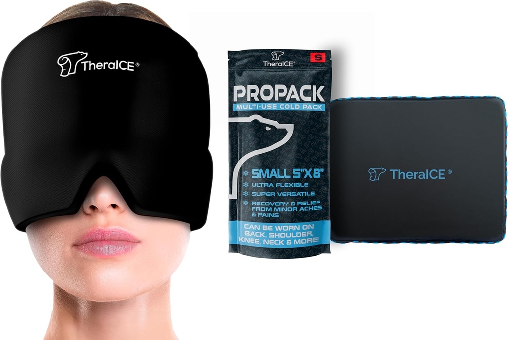 Chapeau de protection contre les maux de tête et la migraine et pack de glace TheraICE PRO