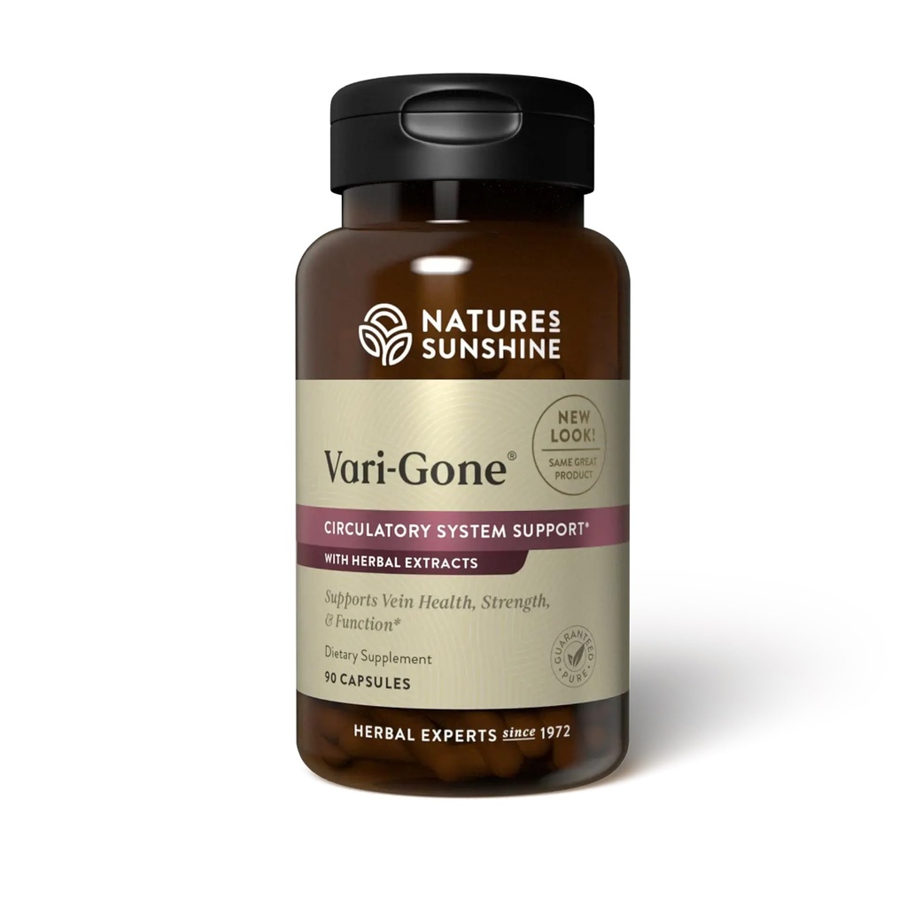 Nature's Sunshine Vari-Gone, 90 capsules, compléments de veine varice avec 7 herbes et nutriments puissants qui soutiennent la circulation pour la santé, la force et la fonction de la veine