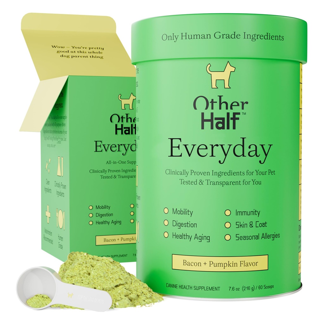 Autres moitiés de tous les jours - Supplément multivitamine pour chien - articulaire quotidien, Gut, Allergie, Immune, Urinaire Tract Support, peau, manteau et plus - Glucosamine, Chondroïtine, Omega 3 et probiotiques