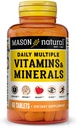 MASON NATURAL Vitamines quotidiennes multiples avec minéraux, 24 nutriments essentiels pour la santé globale, 60 comprimés