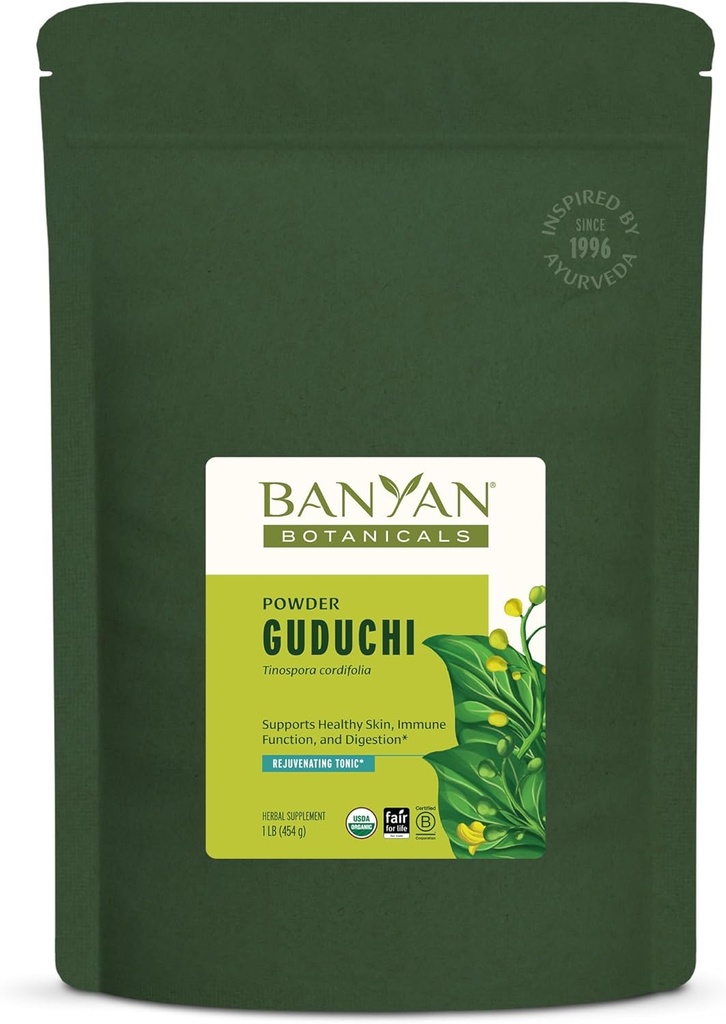 Banyan Botanicals Organic Guduchi Powder – Organic Immune Health Supplement – for Natural Detox, Balanced Digestion & Healthy Skin* – 1 lb – Non-GMO Sustainably Sourced Vegan FFL