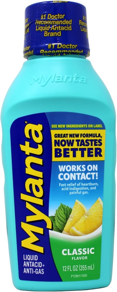 Mylanta Antiacide et dégazage, Formule de résistance maximale, Arôme classique, 12 Fluid Ounce