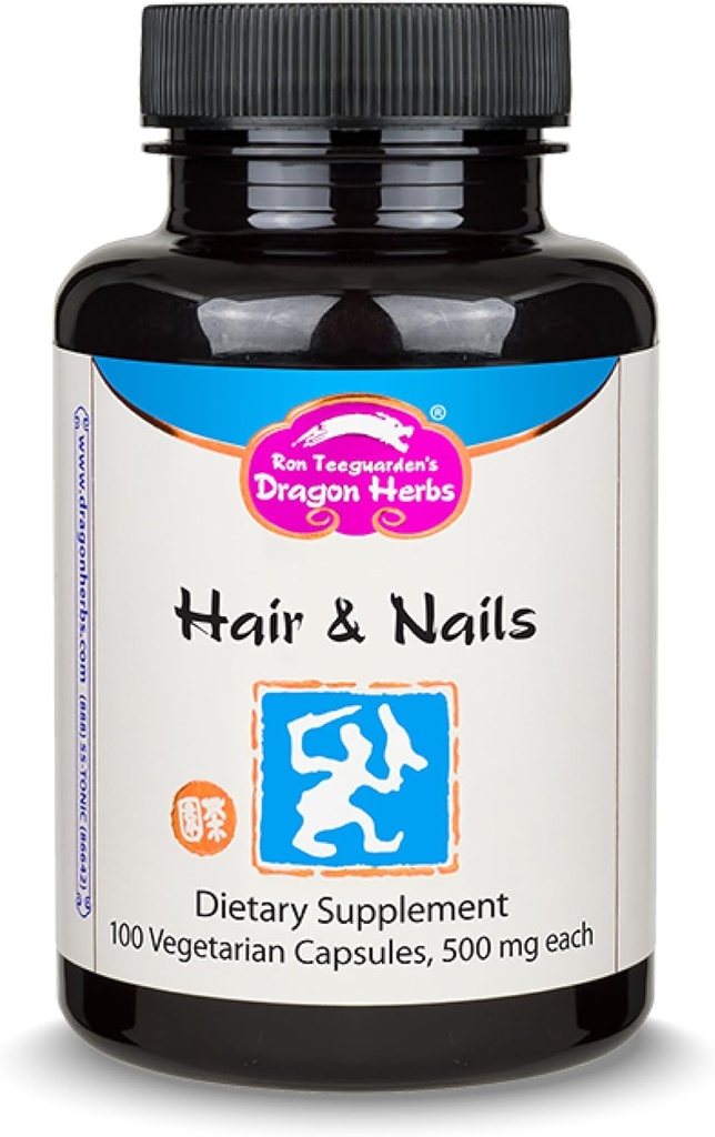 Les cheveux et les ongles Dragon Herbes Tout supplément naturel pour soutenir les cheveux, les ongles, le vieillissement en santé et la circulation.Tous les ingrédients naturels, non-OGM (100 capsules, 500 mg par gélule)