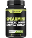 210 Capsules - Supplément Spearmint avec feuille d'olive, racine de gingembre, poivre noir et plus - Formule combinée pour la santé de la digestion, la santé respiratoire, l'immunité et le soutien de l'humeur positive