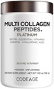 Codeage Multi collagène pour les femmes et les hommes Biotine 10000mcg Kératine, Poudre de protéines Vitamine C B6 D3, Acide hyaluronique, Niacine - Crème à café collagène hydrolysée 5 types - Non aromatisé - Non-OGM - 11,5oz