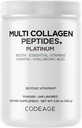 Codeage Multi collagène pour les femmes et les hommes Biotine 10000mcg Kératine, Poudre de protéines Vitamine C B6 D3, Acide hyaluronique, Niacine - Crème à café collagène hydrolysée 5 types - Non aromatisé - Non-OGM - 11,5oz