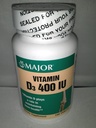 Major Generic Vitamin D3 400 IU Dietary Supplement Bone Health 100 Tablets