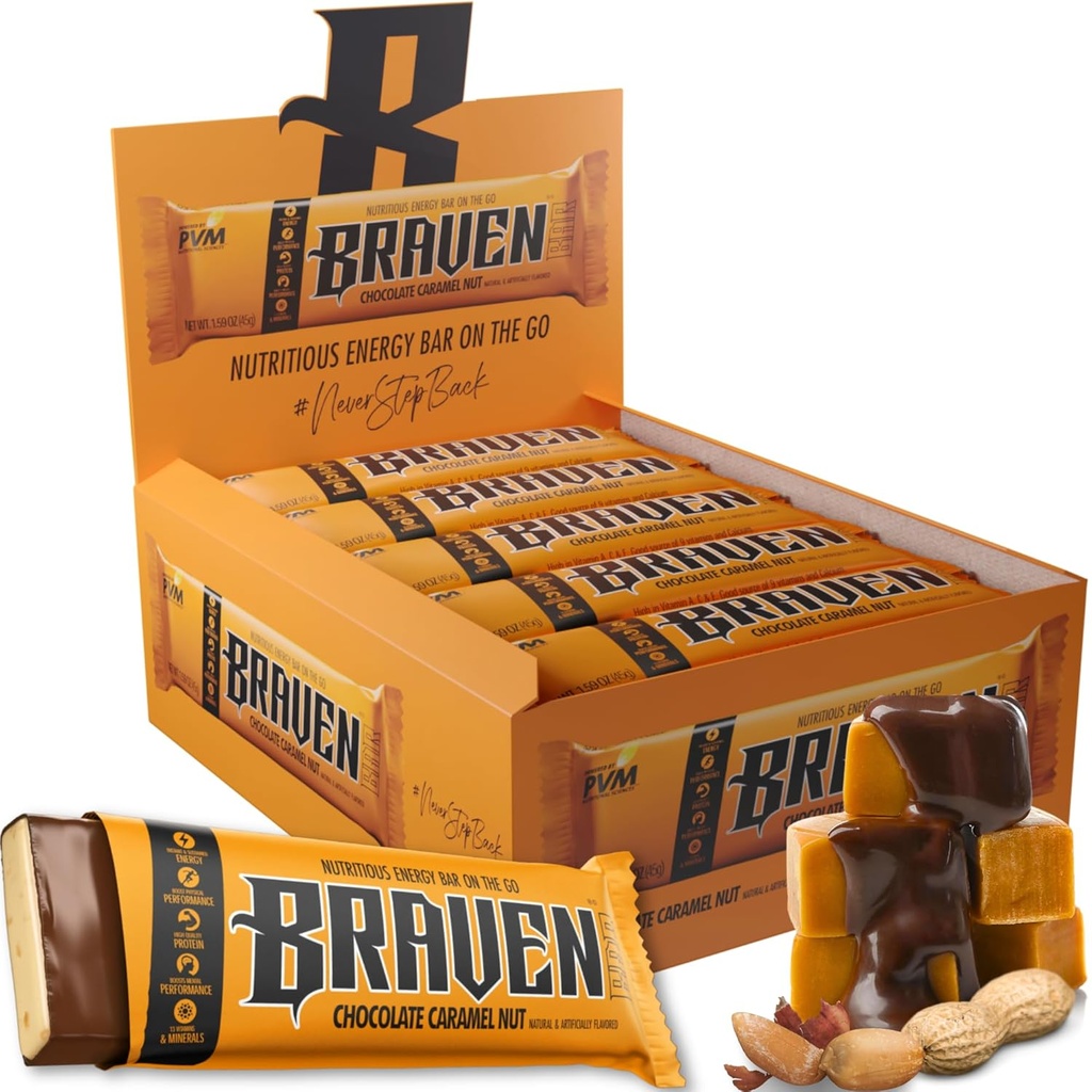 Barres d'énergie au chocolat au chocolat caramel (1,59 oz, paquet de 20) – Bouchées d'énergie avec 5g de protéines – collations d'énergie sur le trajet pour la course, la randonnée et le sport - collations sans gluten pour stimuler l'énergie