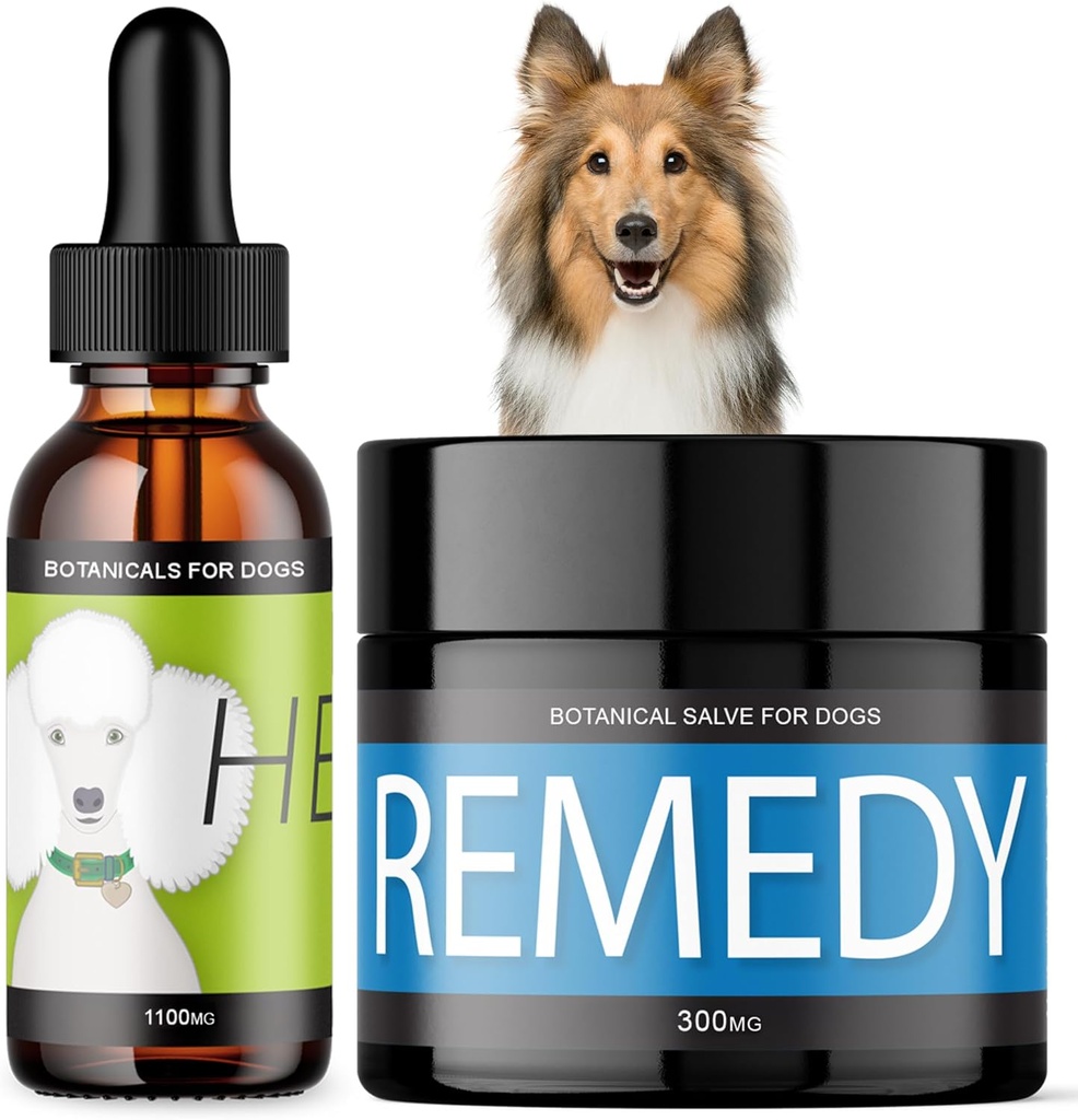 HEAL & Remedy Bundle - Huile de chanvre pour chiens avec des conditions exigeantes + Salve de bien-être cellulaire et de santé de la peau - Soutien neurologique et confort - 100% naturel canine fournitures de bien-être