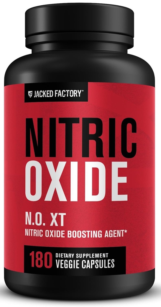 Jacked Factory N.O. XT Suppléments à l'oxyde nitrique pour les hommes avec/Nitrosigine L Arginine L Supplément Citrulline pour pompes musculaires et vasculaires - Préentraînement Booster à l'oxyde nitrique et constructeur de muscles - 180 capsules