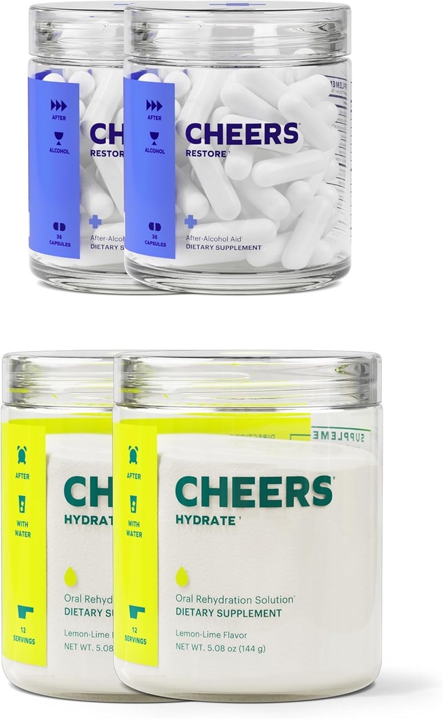 Cheers Classic Combo.Restaurer + Hydraté.Réhydrater et se sentir mieux après avoir bu.DHM, L-Cysteine, B-Vitamines, Electrolytes.