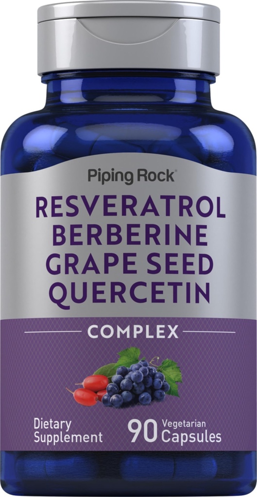 Résvératrol de la roche piquant Graine de berbère et complexe de quercetine de 90 capsules