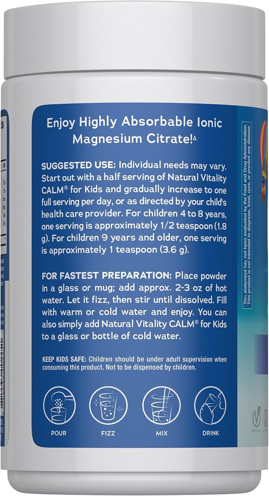 Vitalité naturelle Calme Sommeil, Citrate de magnésium, Mélange d'aide au sommeil, GABA, Aide au sommeil, Vegan, Sans gluten et non-OGM, Mélange de baies parfumées, 16 oz.