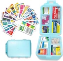 Pill Organisateur avec étiquettes de médicaments 146 Étiquettes Voyage quotidien Pill Container Mini Organisateur de médicaments Entreposage Pill Organizer Travel Essentials Pill Case 7 Day (Blue, 1 Pack(Grand))
