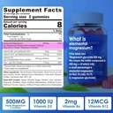 Supplément de magnésium 500mg, Gommies complexes de magnésium avec/Glycinat de magnésium, Malate, Citrate, D3, B6, B12 pour le sommeil, le soulagement de la migraine, le muscle et l'os, Supplément de magnésium d'absorption ultime, 2 packs