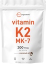 Micro-ingrédients Vitamine K2 MK-7 Supplément, 200 mcg par portion, 300 Moustiquaires d'huile de coco facilement absorbés, forme de ménaquinone active
