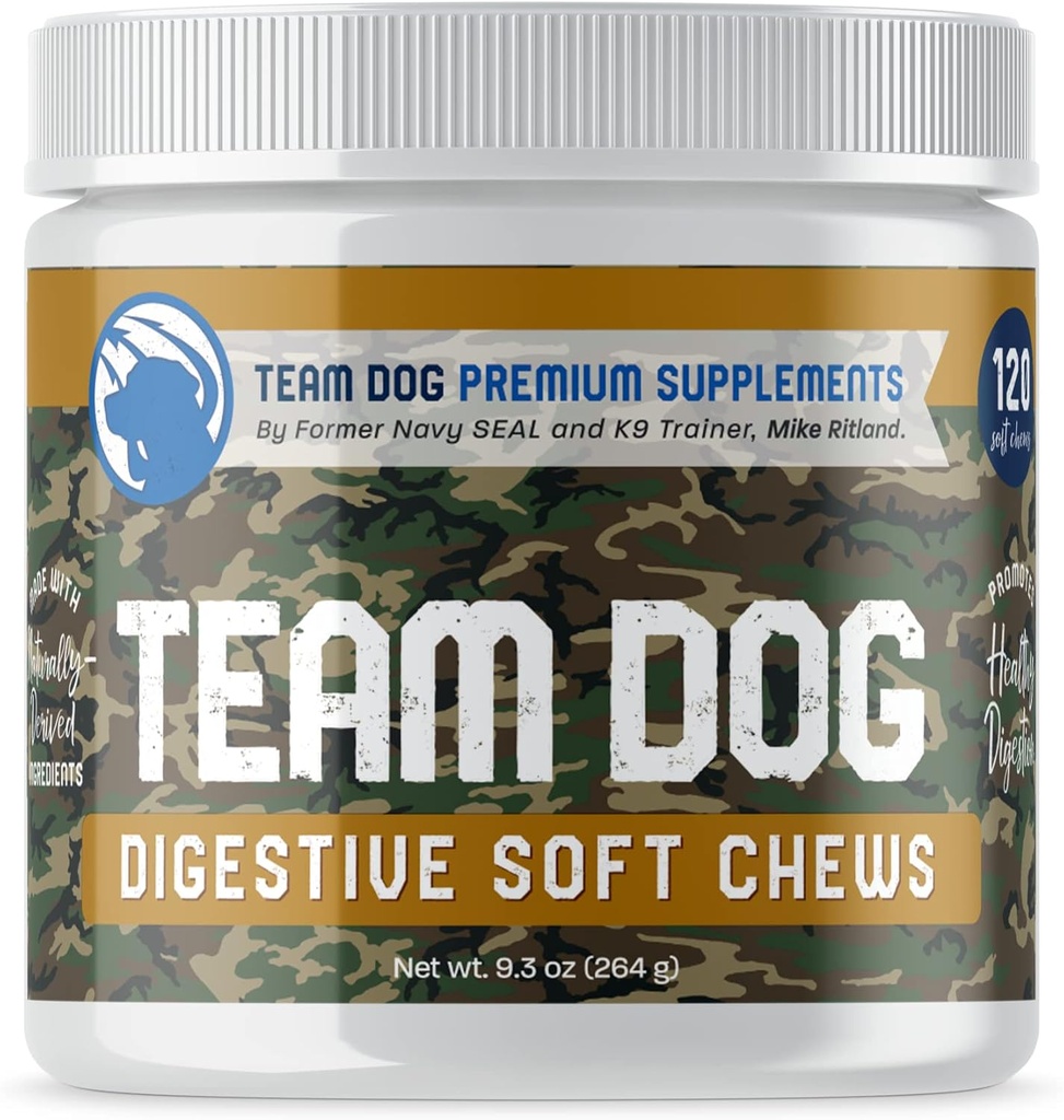 TEAM DOG Probiotique Chews pour chiens Enzymes digestifs et probiotiques pour chiens pour levure, peau démangeaison et oreilles démangeaisons pour allergies et ventres sensibles