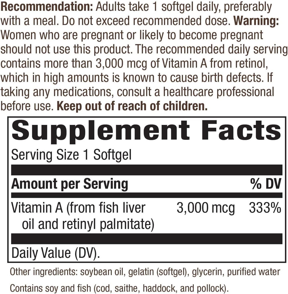 Nature Vitamine A - 10000 UI - 100 Softgels