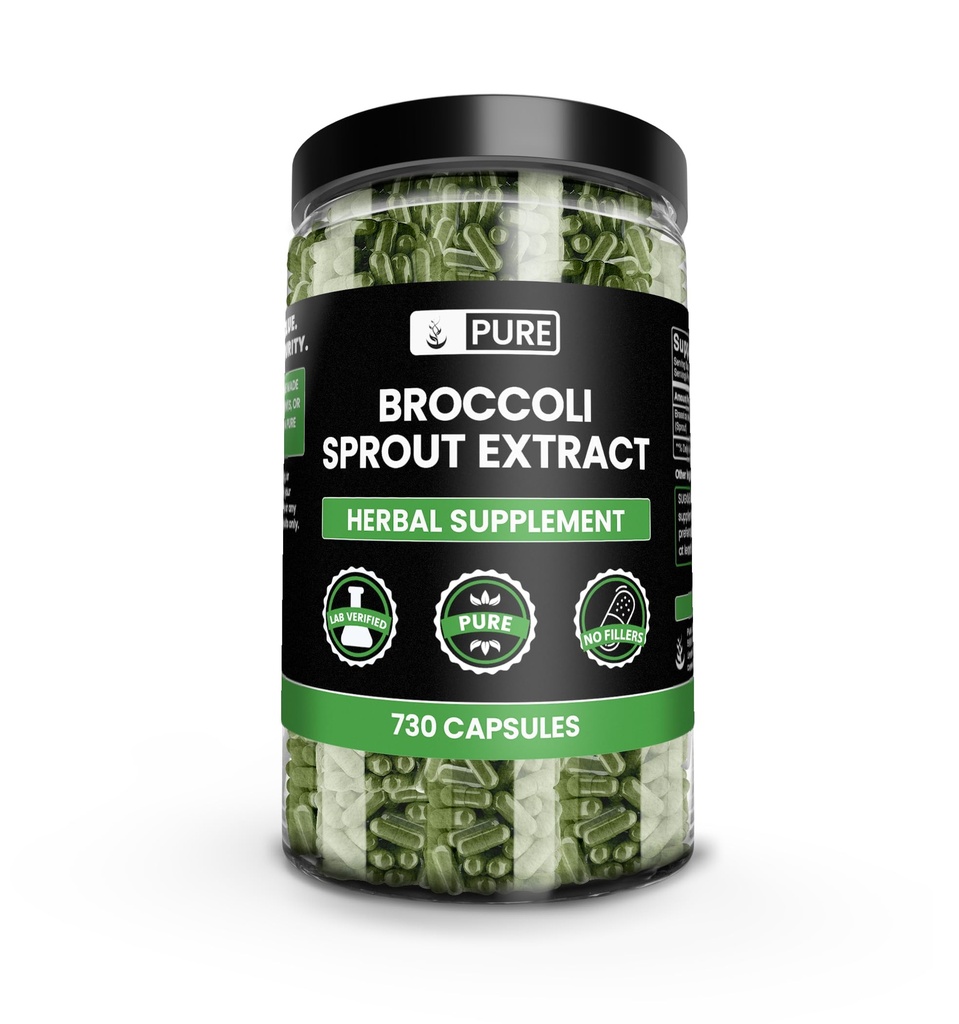 Ingrédients originaux purs Extrait de brocoli (730 Capsules) Pas de Magnésium ou de Rice Filters, Toujours Pure, Verified Lab