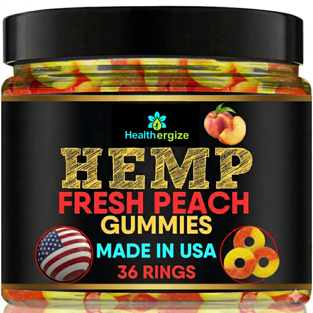 Gummies de chanvre-Peach Rings-Fresh and Full Flavor Gummy Bear Edibles-Natural Hemp Oil-Health Routine and Discomfort-Fabriqué aux États-Unis