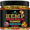 Gummies de chanvre-Peach Rings-Fresh and Full Flavor Gummy Bear Edibles-Natural Hemp Oil-Health Routine and Discomfort-Fabriqué aux États-Unis
