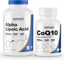 Acide alpha lipoïque Nutricost 600mg, 240 Caps CoQ10 100mg, 120 Capsules