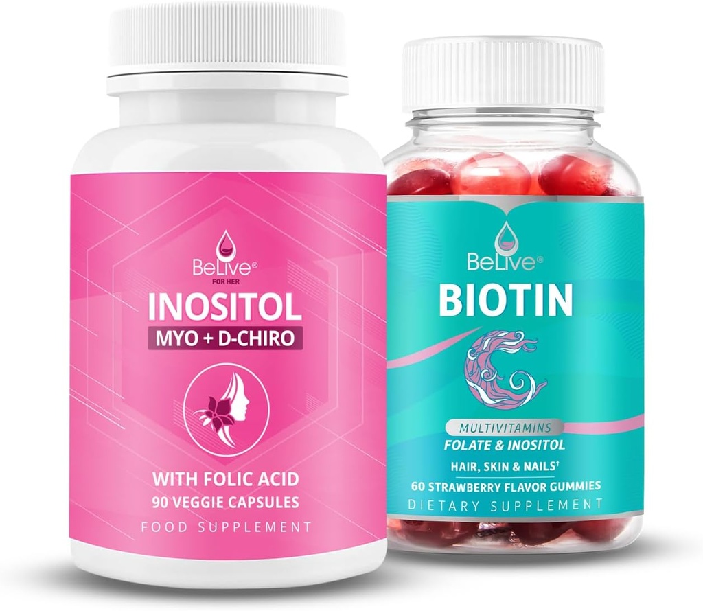 BeLive Femmes Favoris Inositol+Biotin pour une peau et des ongles plus sains et la santé hormonale