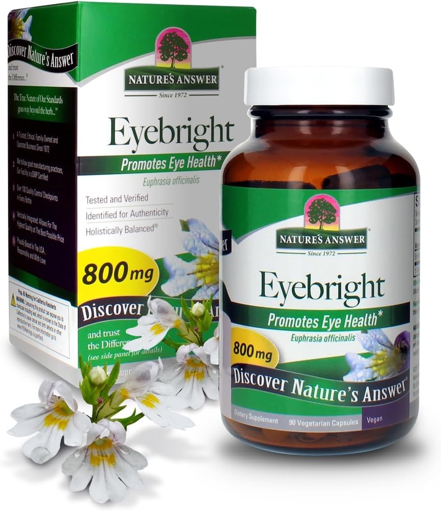 Nature's Answer Eyebright Herb (en anglais seulement) soutient la santé des yeux et de la vision.