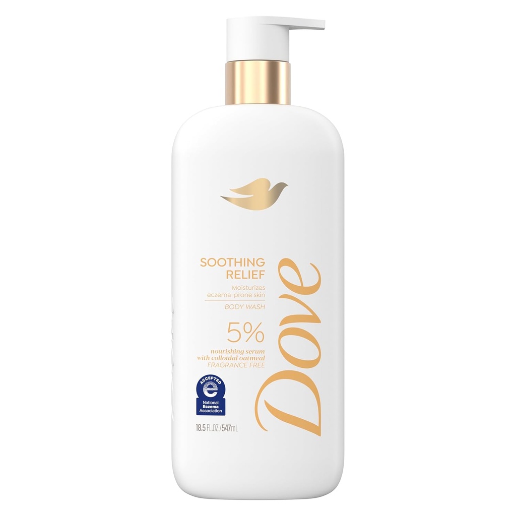 Lavage du corps sans fragrance de la colombe Relief apaisant Hydratant la peau de l'eczéma-prone 5% de sérum nourrissant avec de l'avoine colloïdale 18,5 oz