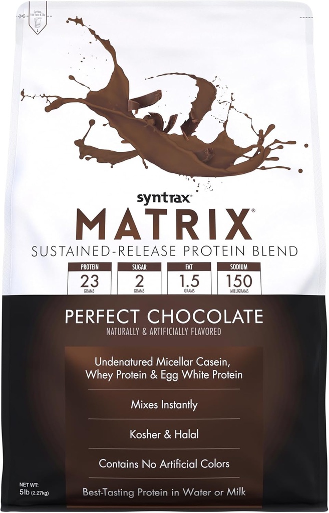 Syntrax Nutrition Matrix - Mélange de protéines à libération prolongée, chocolat parfait 5 lbs.