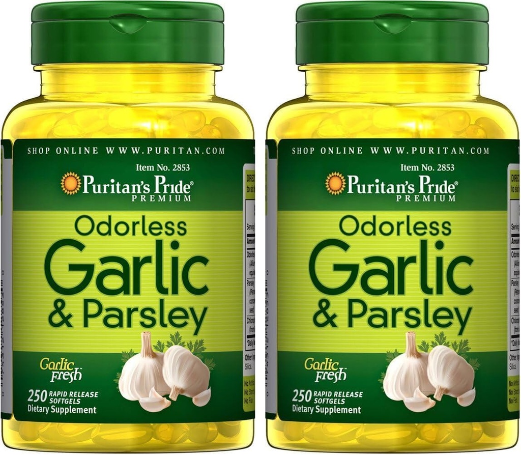 La fierté de Puritan Garlic et persil sans or 500 Mg / 100 Mg, 250 Compte (paquet de 2)