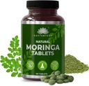 SAPTAMVEDA Comprimés de Moringa Naturels, Comprimés de Feuille de Drumstick (120 Comprimés) - 500mg Chacun Naturel Multi-Vitamine. Riche en Anti-Oxydant, Immunity Booster.