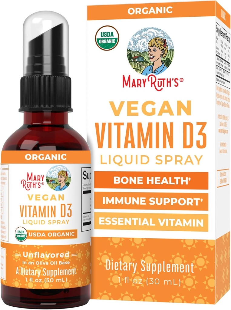 MaryRuth Organics Vitamine D USDA Organic (en anglais seulement) VIT D3 Liquide (en anglais seulement) Sans sucre (en anglais seulement) Liquid VIT D Spray Immune Support pour adultes et enfants (en anglais seulement) Santé des os (en anglais seulement) Vegan (en anglais seulement) Sans gluten (en anglais seulement) Non-OGM (en anglais seulement) 30 portions