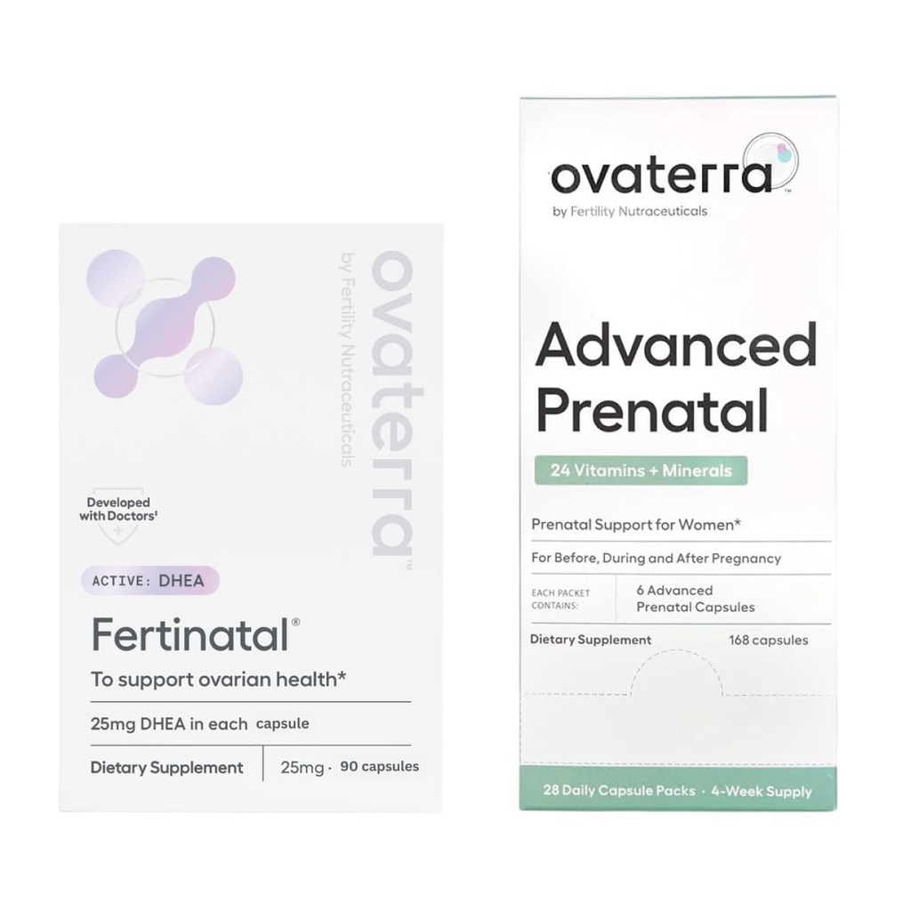 Prentatal Vitamine Bundle avec DHEA micronisé, 550mg Choline, Méthylfolate, Fer chélaté et 24 nutriments 258 Capsules - 28 Jours d'approvisionnement