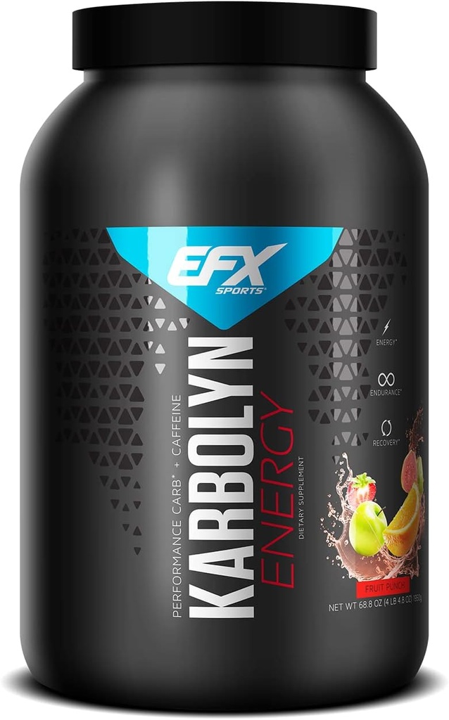 EFX Sports Karbolyn Énergie (en anglais seulement) Performance Poudre d'hydrate de carbone + caféine (en anglais seulement) Charge de glucides et énergie (en anglais seulement) 250mg Caféine (en anglais seulement) Sans sucre (en anglais seulement) 36 portions