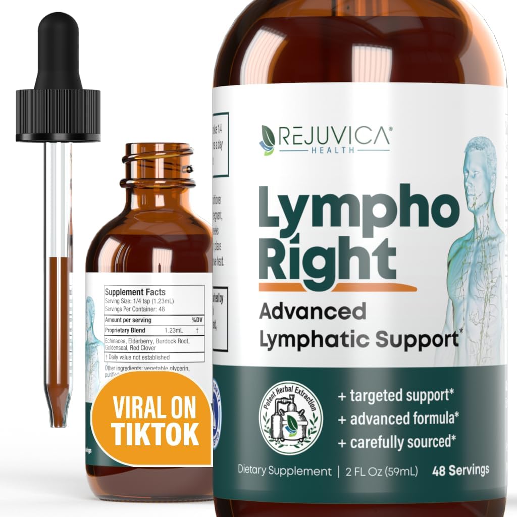 Rejuvica Health LymphoRight- Supplément de soutien lymphatique avancé - Livraison liquide pour une meilleure absorption - Echinacea, Elderberry, GoldenSeal & More!