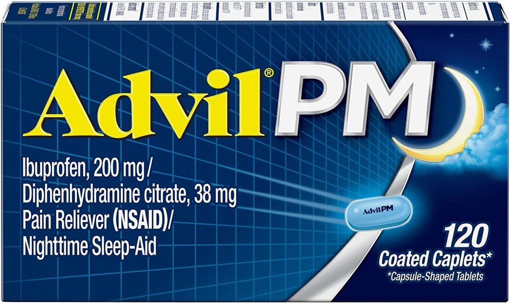 Caplet enduit d'aide au sommeil, 200 mg d'Ibuprofène, 38 mg de diphenhydramine (paquet de 2)