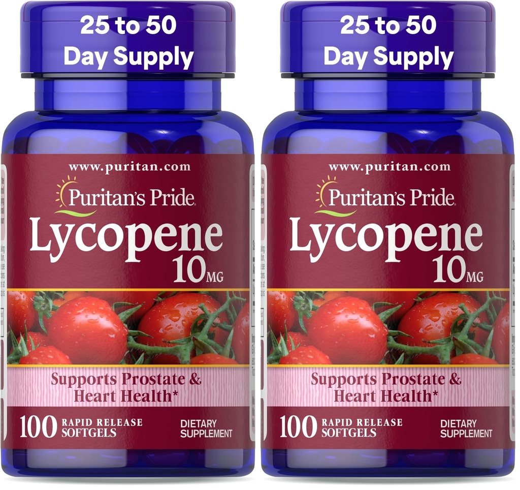 La fierté de Puritan Lycopène, supplément pour le soutien prostatique et de santé cardiaque* 10 Mg Softgels, 100 comtes (paquet de 2)