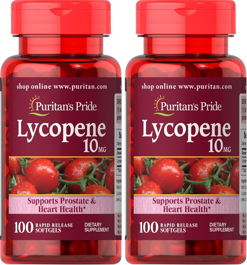 La fierté de Puritan Lycopène, supplément pour le soutien prostatique et de santé cardiaque* 10 Mg Softgels, 100 comtes (paquet de 2)