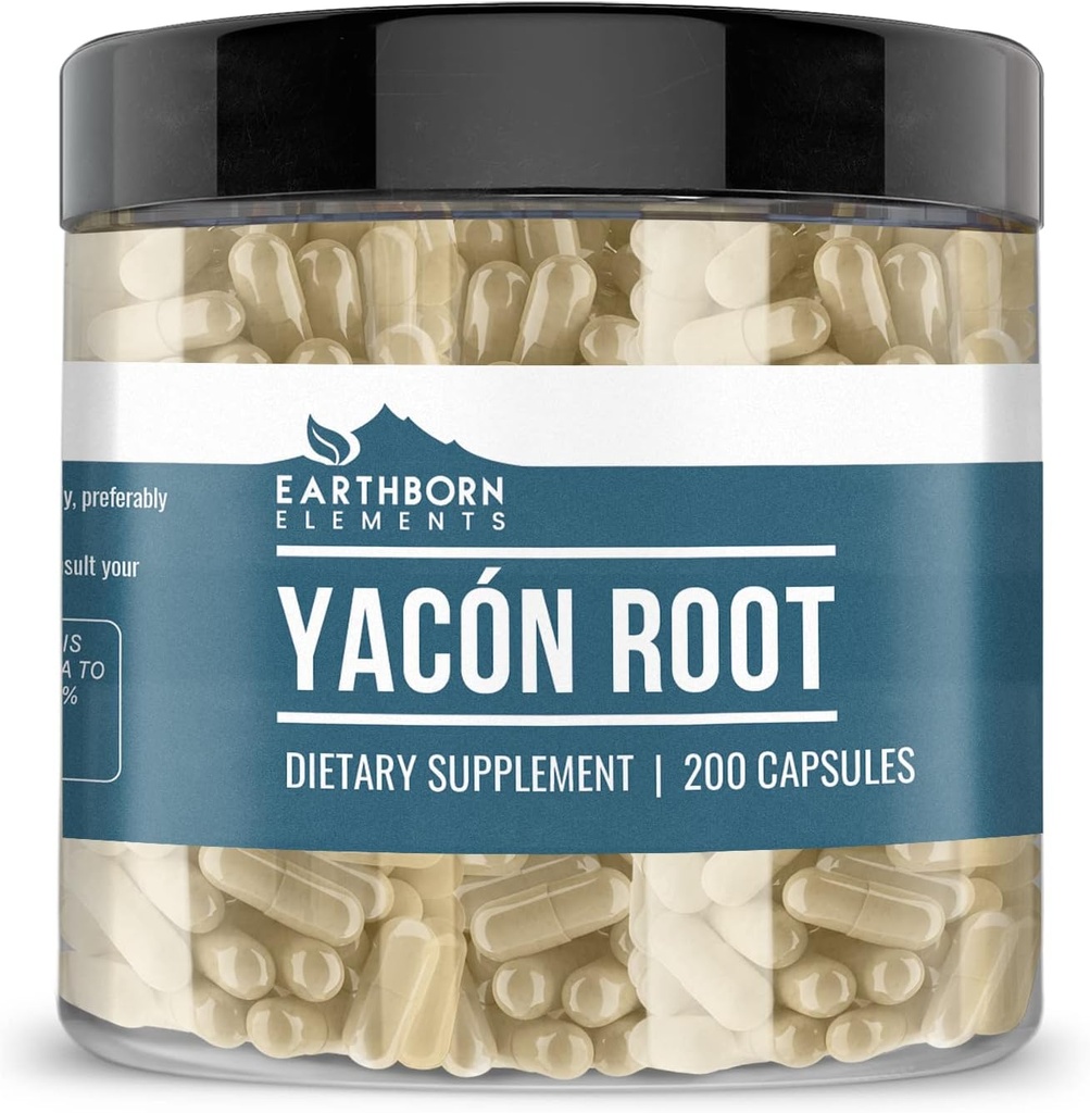 Eléments terriens Racine de Yacon (200 capsules), pure et non diluée, sans additifs