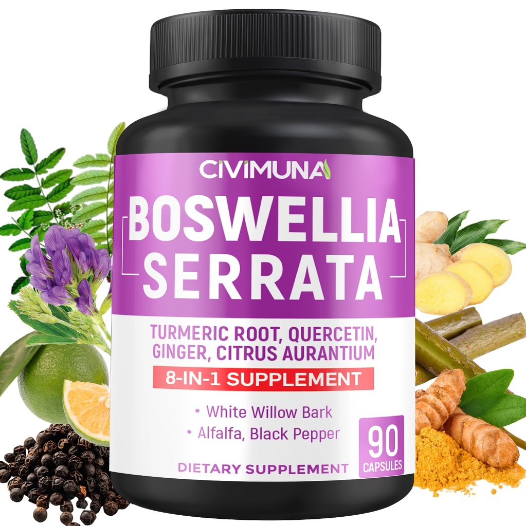 Boswellia Capsules avec Boswellia, Turmeric, Quercetin et plus - 90 Capsules pendant 3 mois