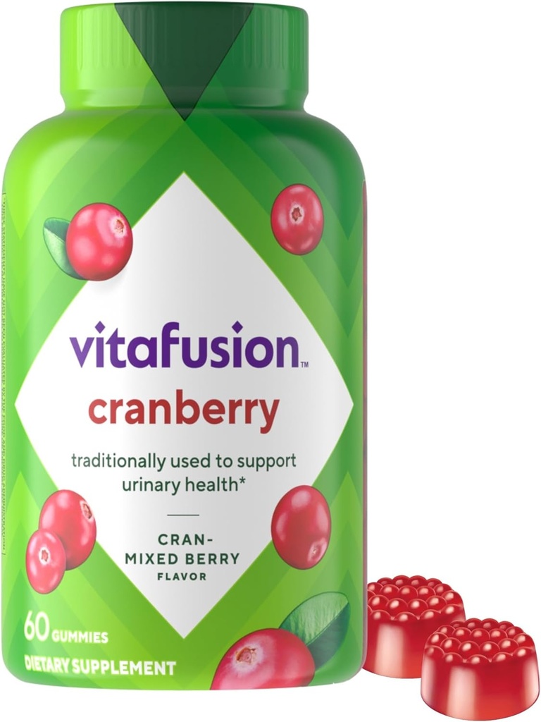 Gummies de canneberge Vitafusion pour femmes, 500mg Jus de canneberge Concentré par service, 60ct