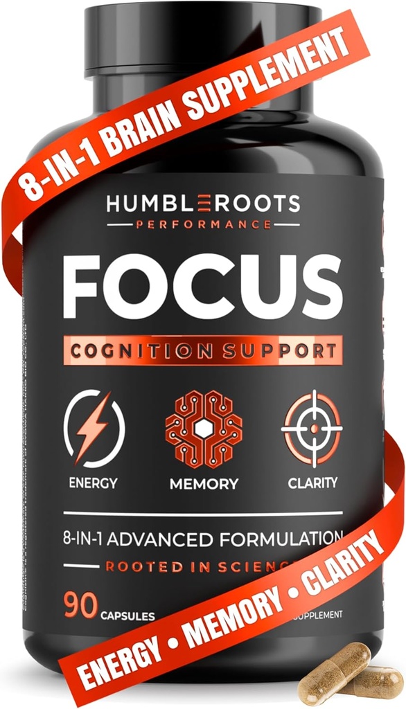 Advanced Nootropic Brain Supplement for Energy, Memory, & Focus | Lion's Mane, Caffeine, L-Theanine, and 5 Additional All-Natural Ingredients to Improve Cognitive Health (90 Capsules)