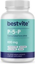 BESTVITE P-5-P 100mg (120 capsules végétariennes) (forme CoEnzymée de B-6) - Pas de stéarate - Vegan - Non OGM - Sans gluten - Pas de dioxyde de silicone - Pas de gélatine
