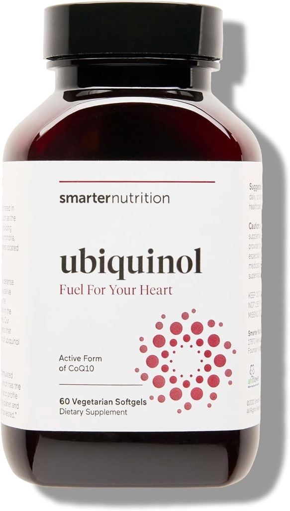 SMARTERNUTRITION Ubiquinol 100mg + Omega complet naturel basé sur des plantes 3 6 9 - Huile d'Ahiflower® cliniquement étudiée - CoQ10 ultra-absorption pour le soutien cardiaque - Non-OGM - 60 Softgels[30 jours]