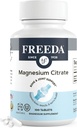 Citrate de magnésium Freeda 400 mg Comprimés enrobés – Supplément à haute absorption pour support musculaire, nerveux et relaxation – Vegan, sans gluten, casher – 100 Compte