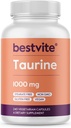 BESTVITE Taurine 1000mg (240 capsules végétariennes) - Pas de stéarate - Pas de remplissage - Pas d'agents de débit - Vegan - Non OGM - Sans gluten
