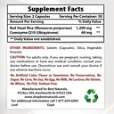 Riz de levure rouge avec du COQ10 et curcumine curcuma 1 500mg/Servi avec bioperine