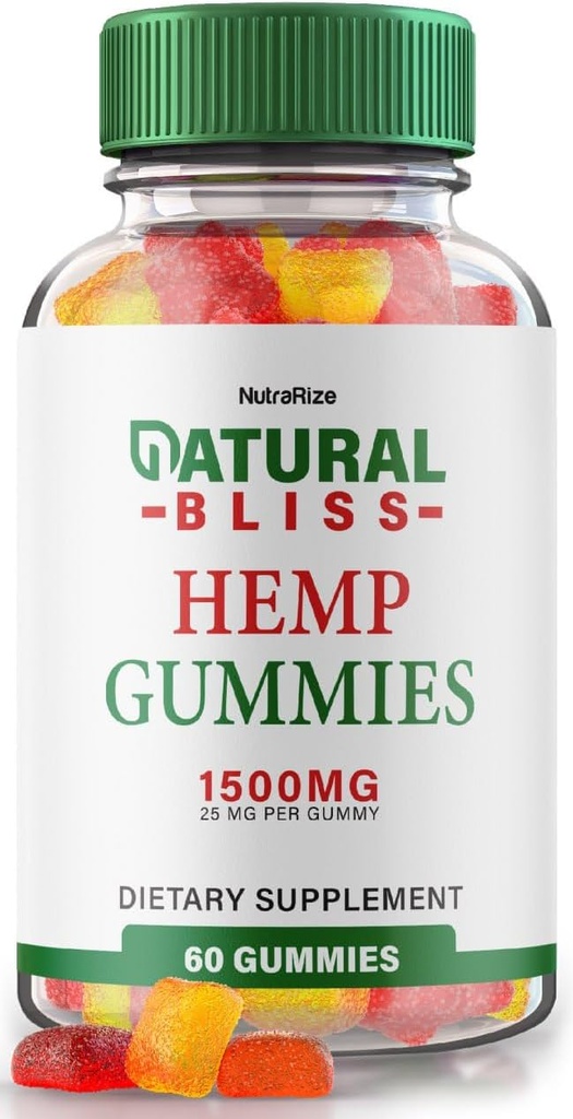 NutraRize Gummies Bliss naturelles, Supplément de chanvre pour la tranquillité, Une indulgence quotidienne de détente et de focus, Commentaires (60 Gummies)